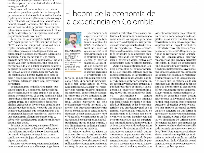 El boom de la economía de la experiencia en Colombia